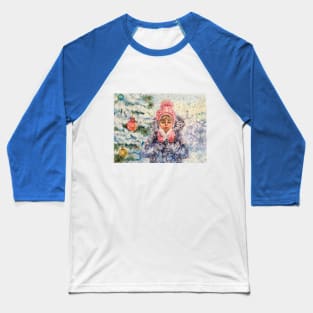 Winter girl blowing snow Baseball T-Shirt